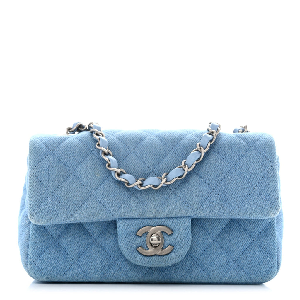 Chanel Denim Quilted Mini Rectangular Flap Blue