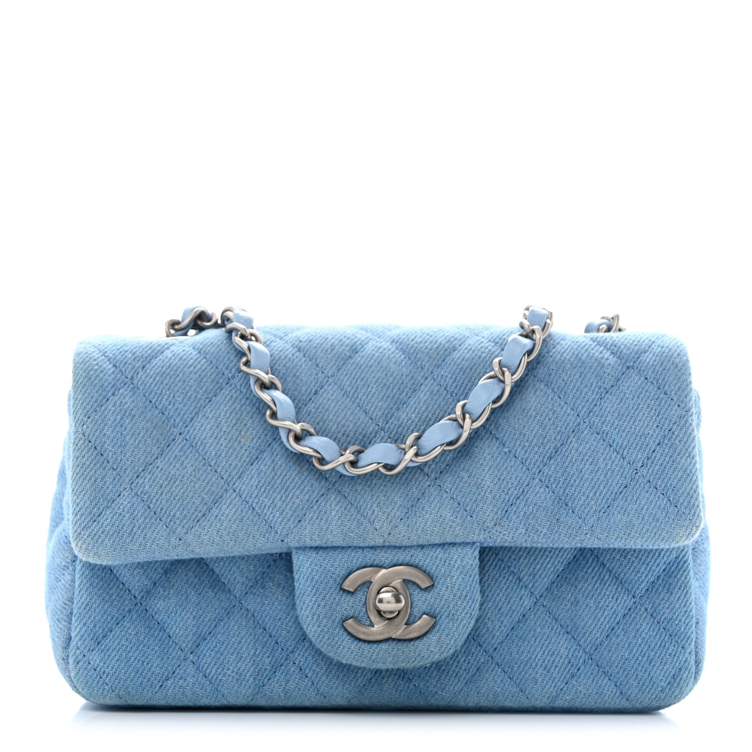 Chanel Denim Quilted Mini Rectangular Flap Blue