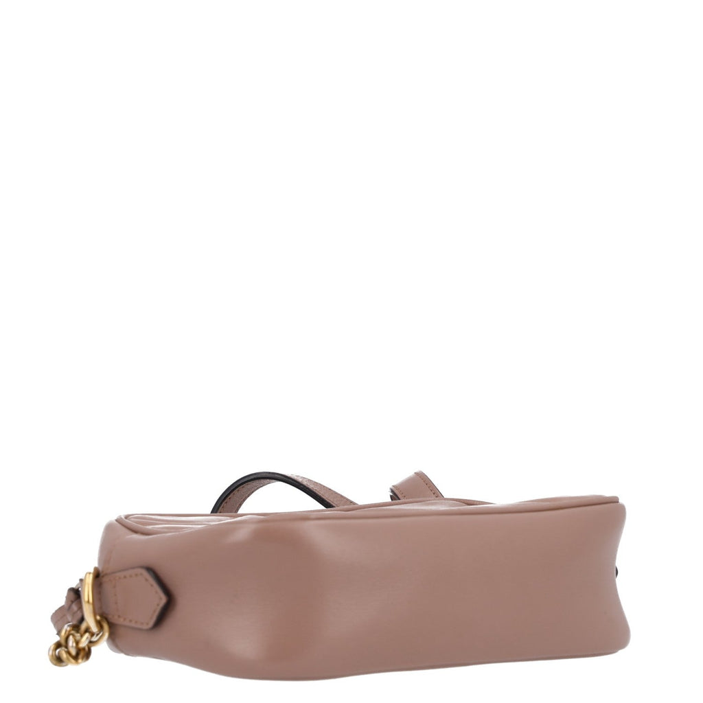 Gucci Calfskin Matelasse Mini GG Marmont Chain Shoulder Bag Porcelain Rose