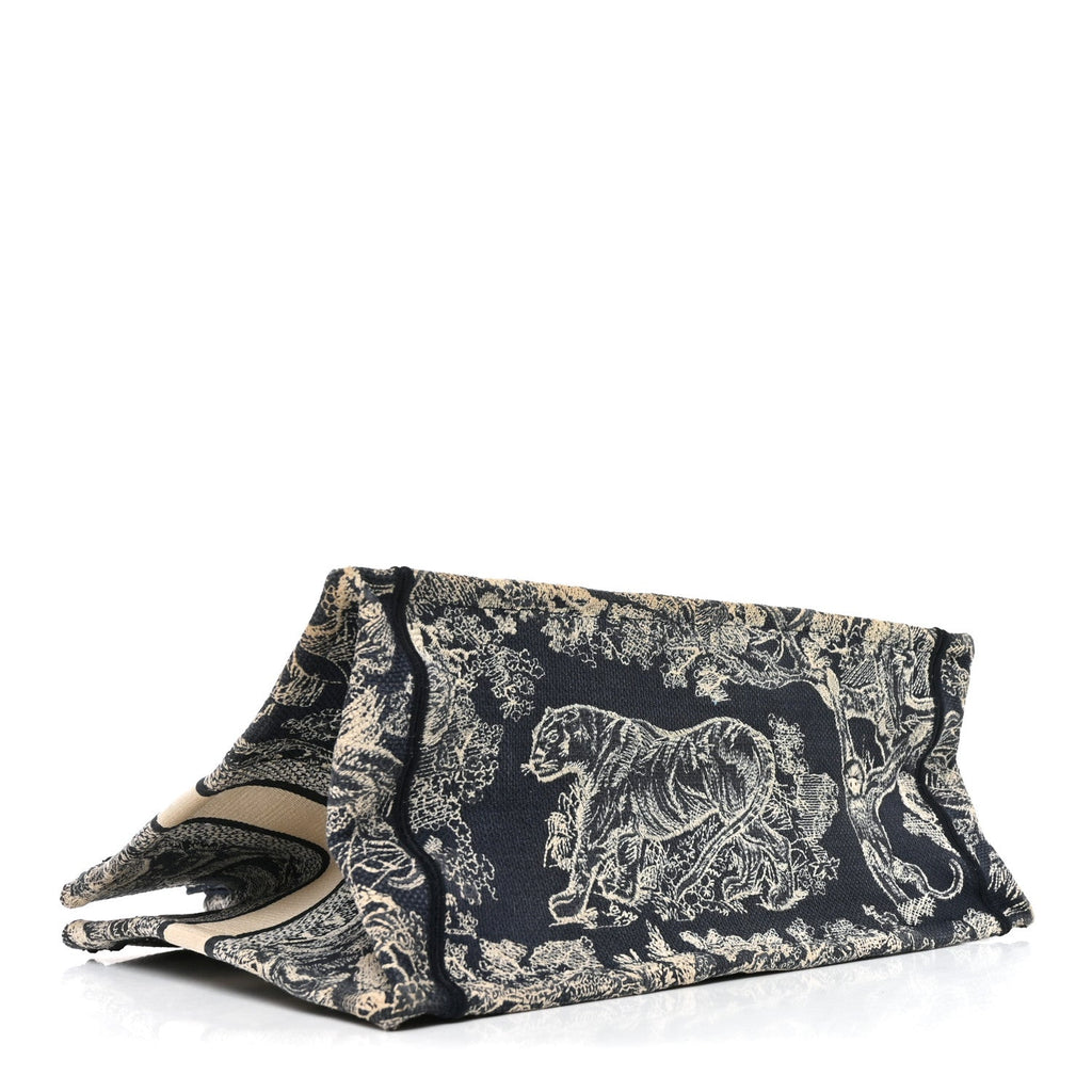 Dior Canvas Embroidered Medium Toile De Jouy Reverse Book Tote Blue