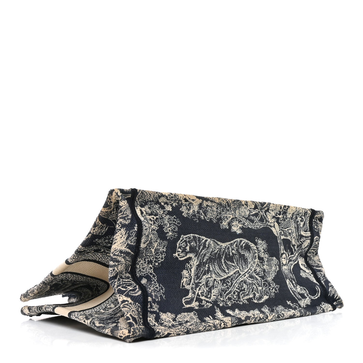 Dior Canvas Embroidered Medium Toile De Jouy Reverse Book Tote Blue