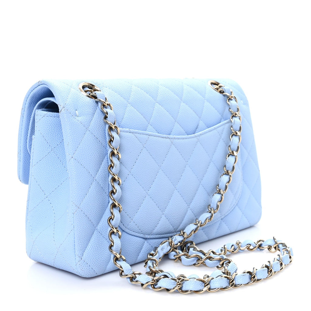Chanel Caviar Quilted Small Double Flap Light Blue