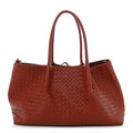 Bottega Veneta Calfskin Intrecciato Large Pinacoteca Reversible Tote Rust Deep Mahogany