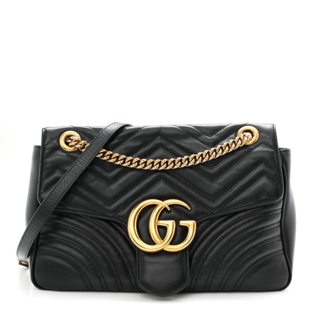 Gucci GG Marmont Matelasse Medium Bag black 3/4 view