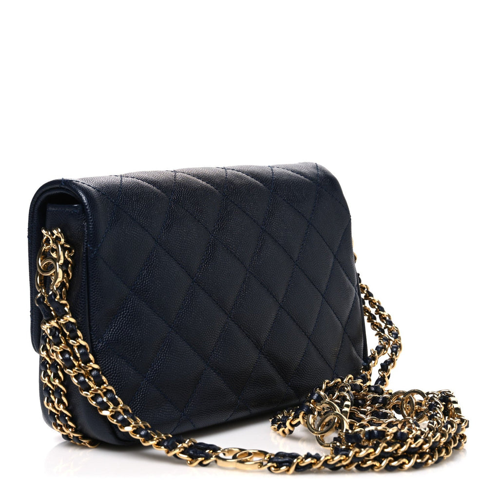 Chanel Caviar Quilted Mini CC You Flap Navy
