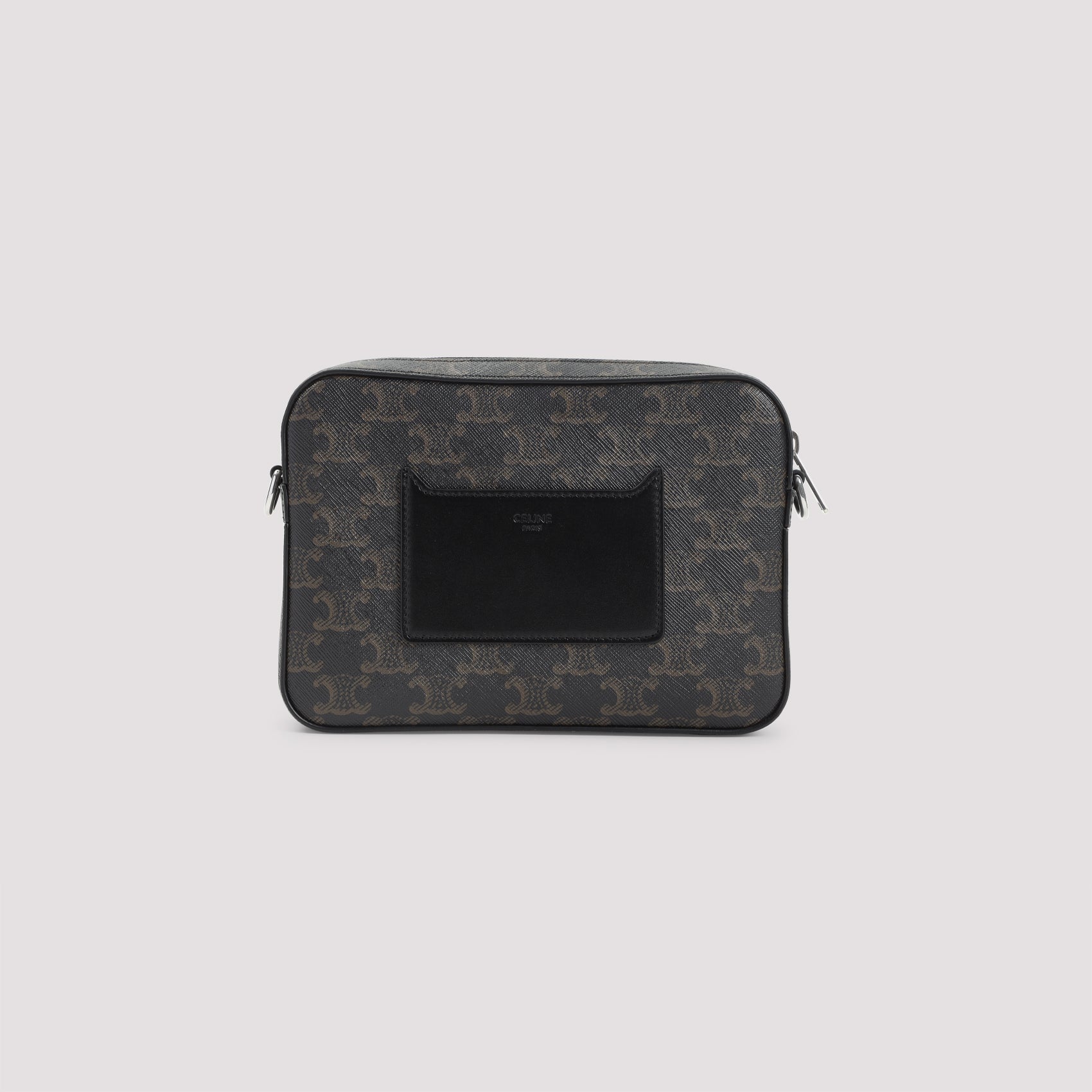 Back view — Celine Triomphe canvas messenger bag with black leather card pocket