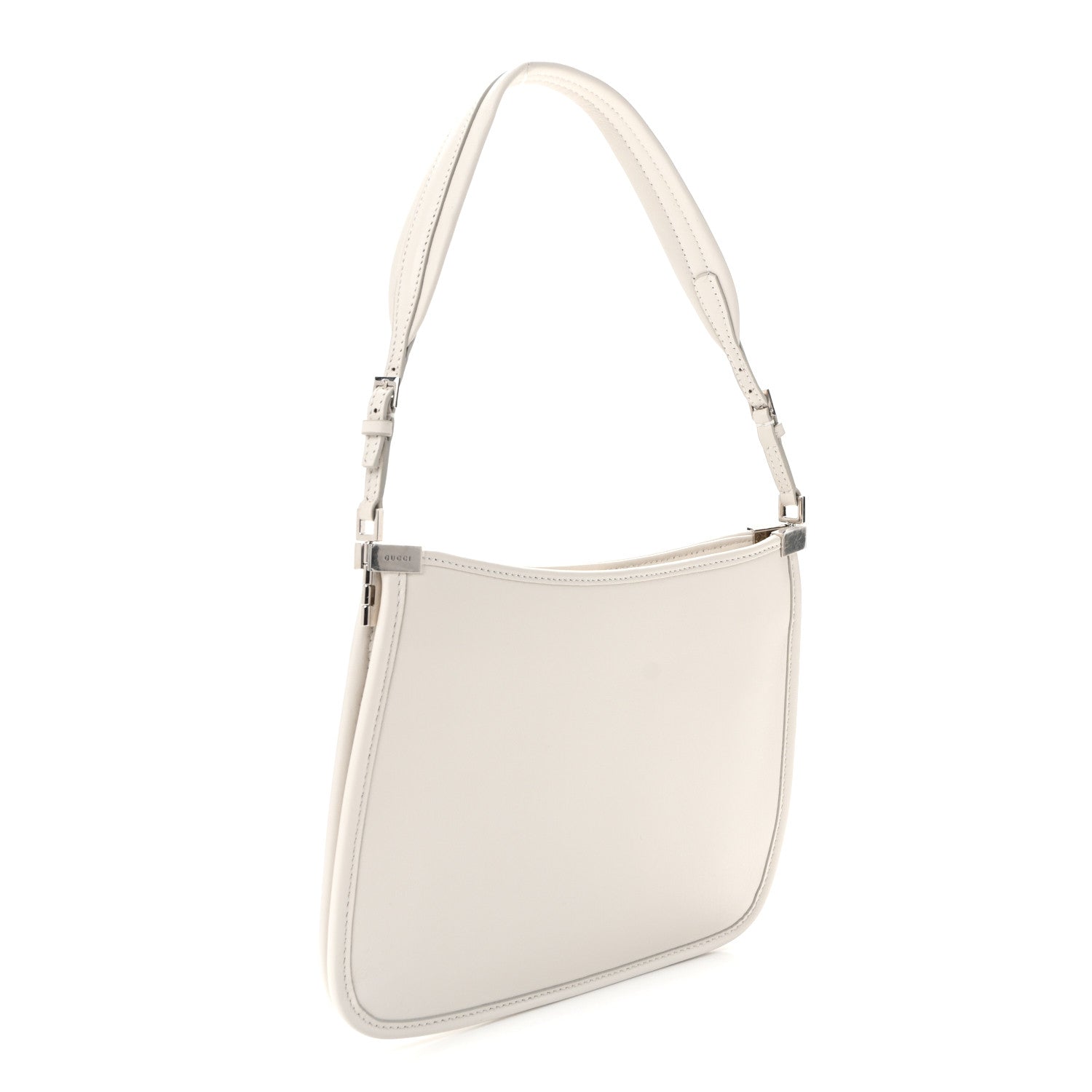Gucci Calfskin Horsebit Slim Shoulder Bag White