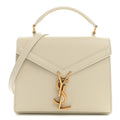 Saint Laurent Grain de Poudre Mini Classic Monogram Cassandra Top Handle Vintage White