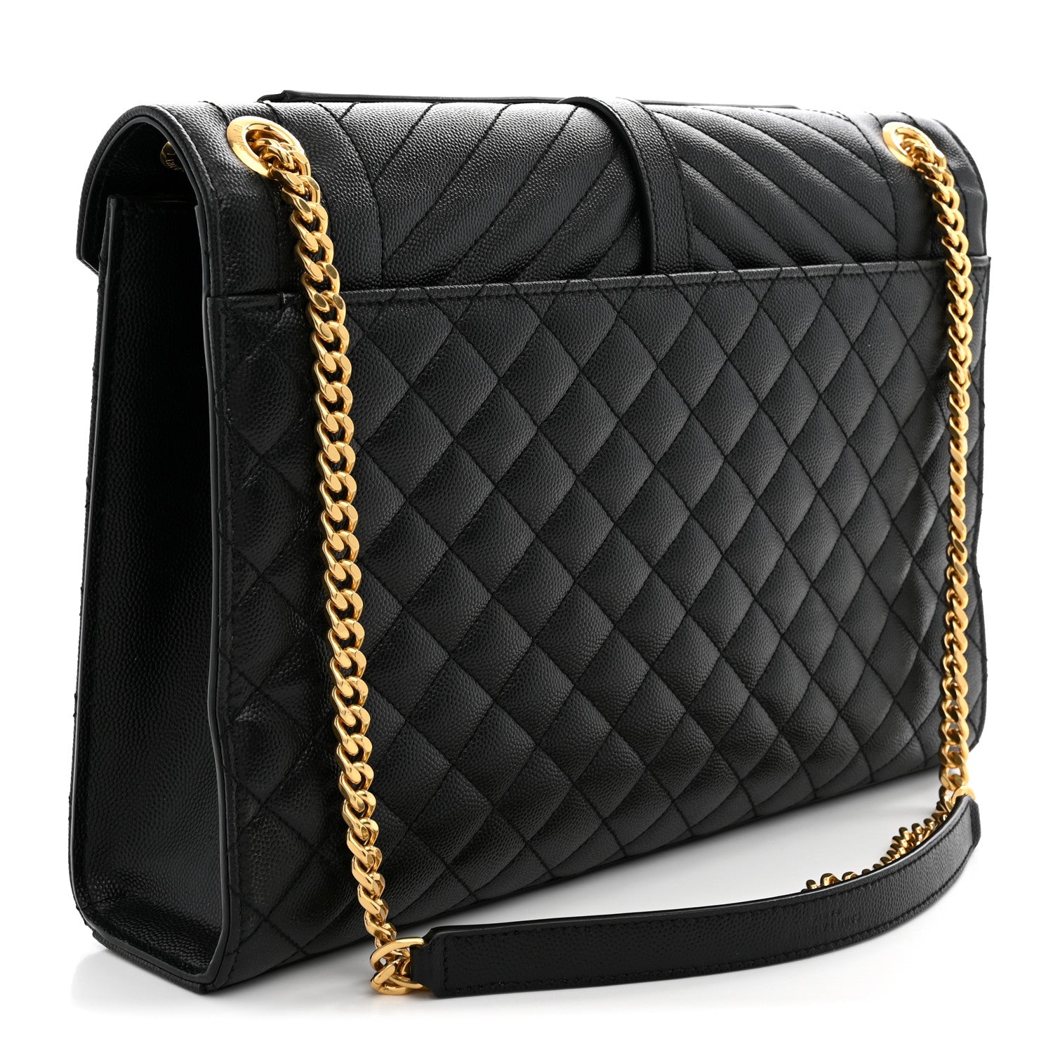 Saint Laurent Grain De Poudre Textured Mixed Matelasse Large Triquilt Monogram Satchel Black