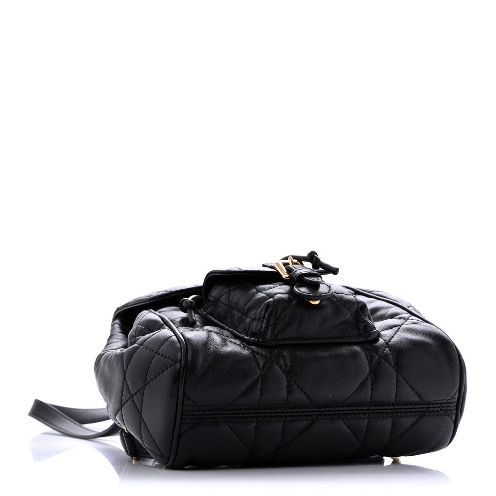 Dior Lambskin Macrocannage Small Caro Backpack Black
