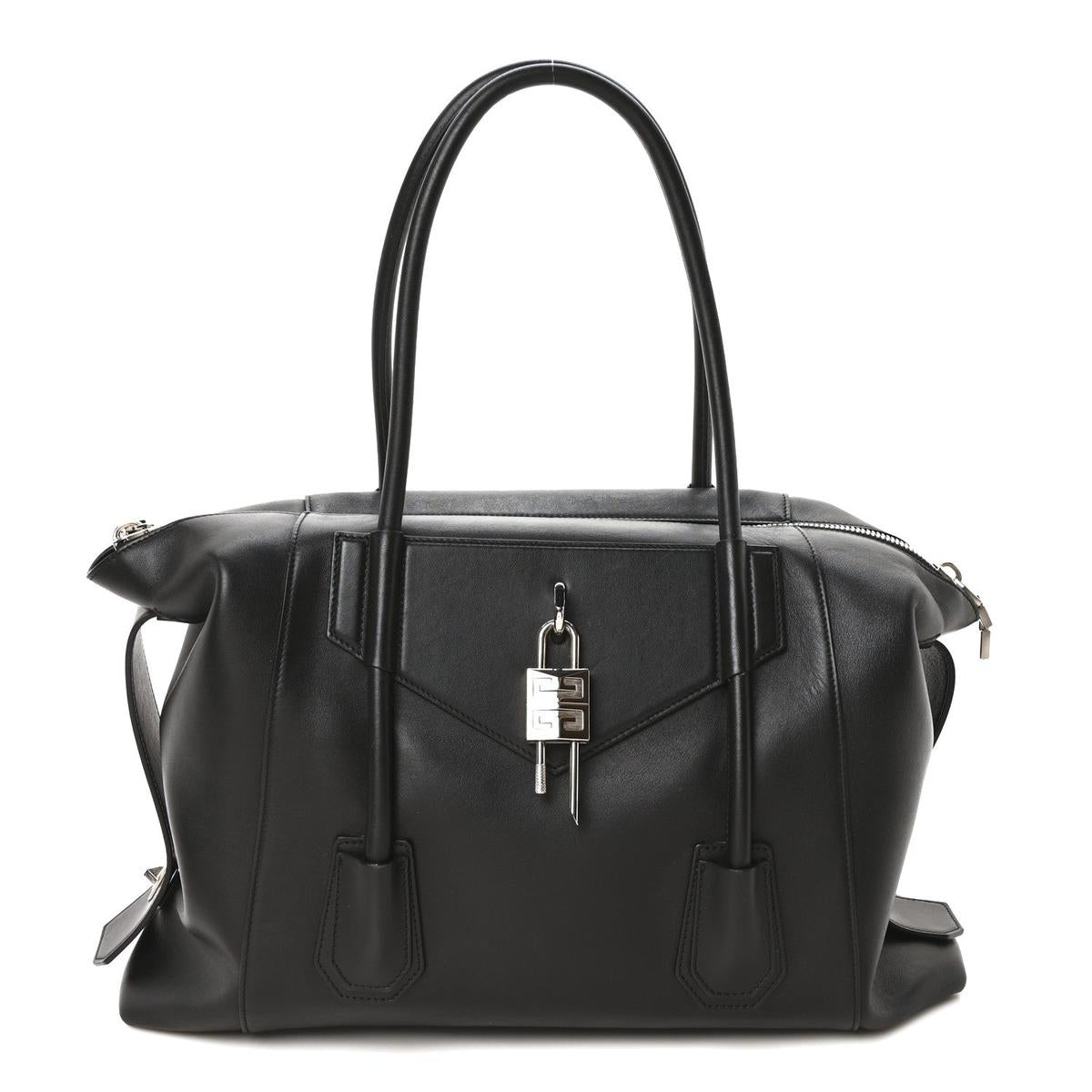 Givenchy Antigona Lock Medium Duffle black calfskin front view