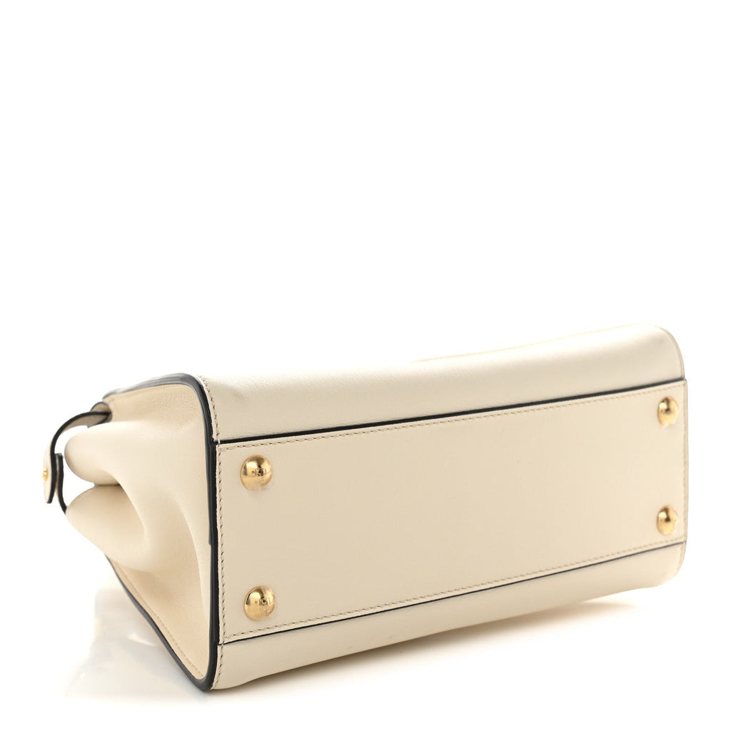 Fendi Vitello Seta Suede FF Mini Peekaboo Iconic Satchel Uovo Sigaro Marrone