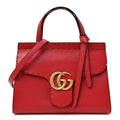 Gucci Cellarius Calfskin Mini GG Marmont Top Handle Bag Vulcanic Red