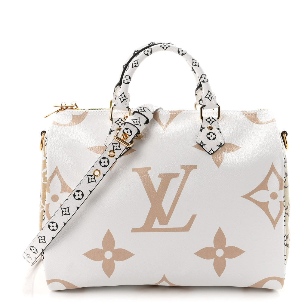 Louis Vuitton Monogram Giant Speedy Bandouliere 30 Kaki Beige