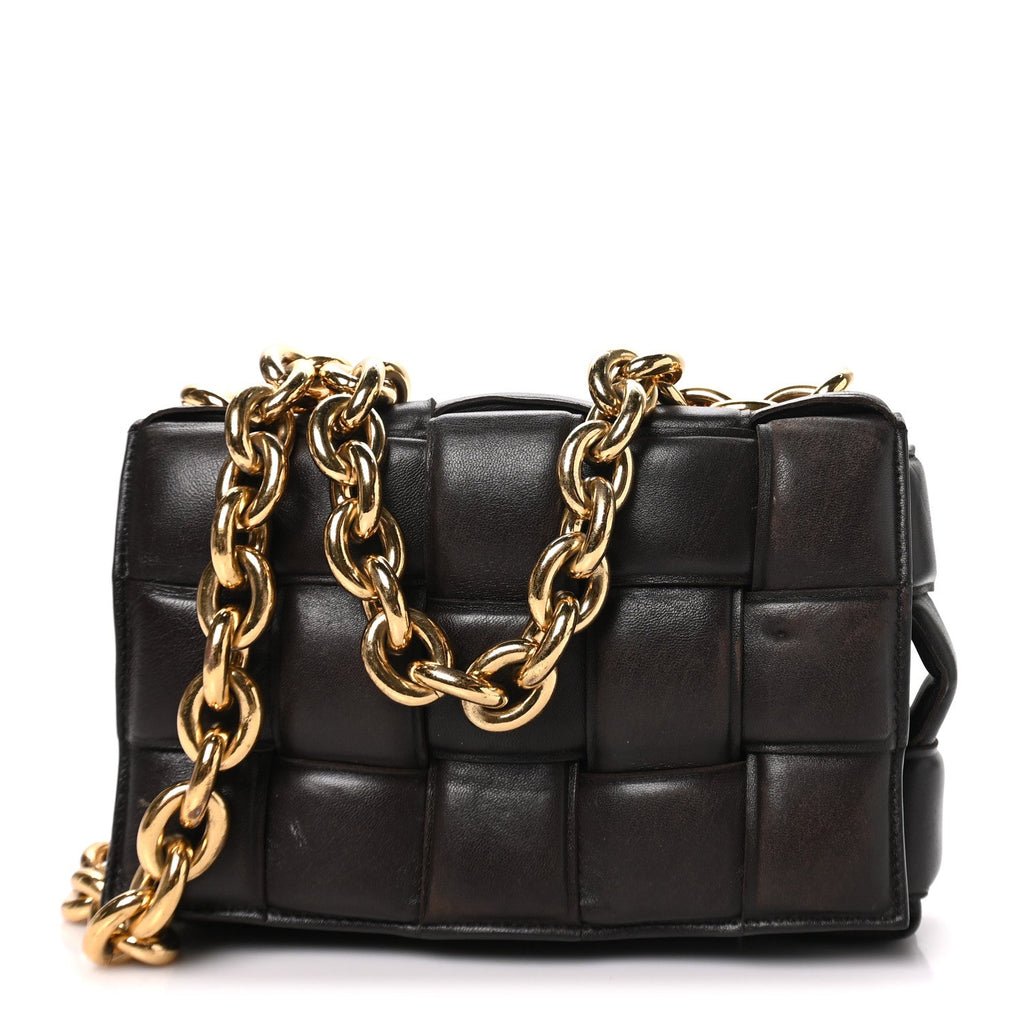 Bottega Veneta Lambskin Maxi Intreccio Padded Chain Cassette Crossbody Bag Fondant