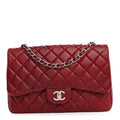 Chanel Caviar Quilted Jumbo Single Flap Dark Red