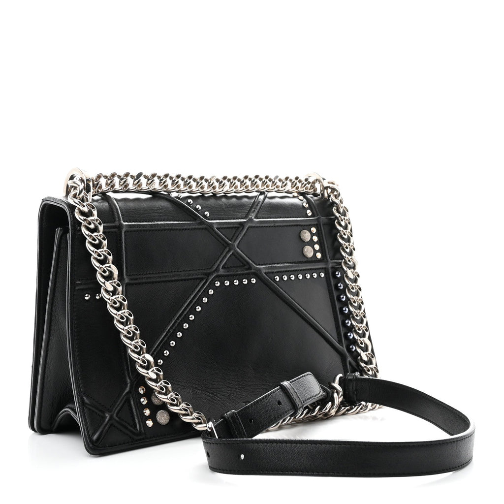 Dior Lambskin Multi Studded Medium Diorama Flap Bag Black