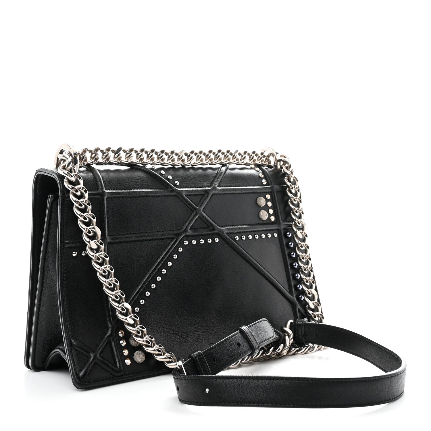 Dior Lambskin Multi Studded Medium Diorama Flap Bag Black