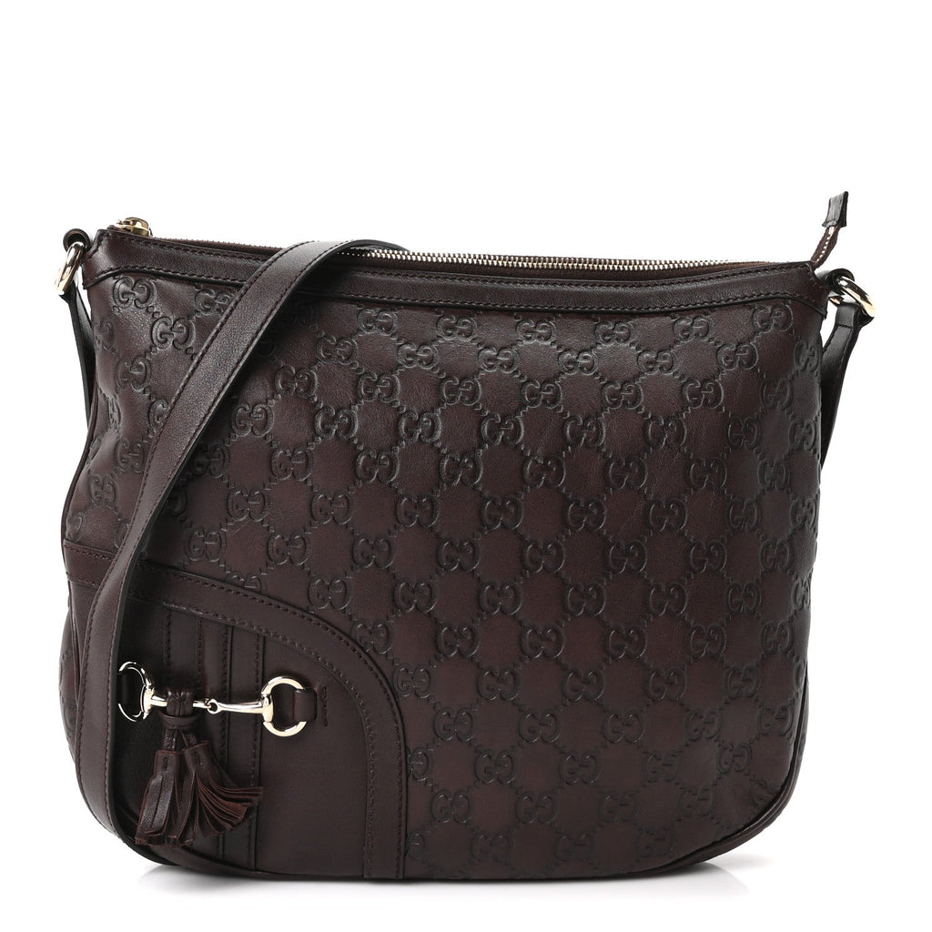Gucci Guccissima Horsebit Tassel Messenger Bag Dark Brown
