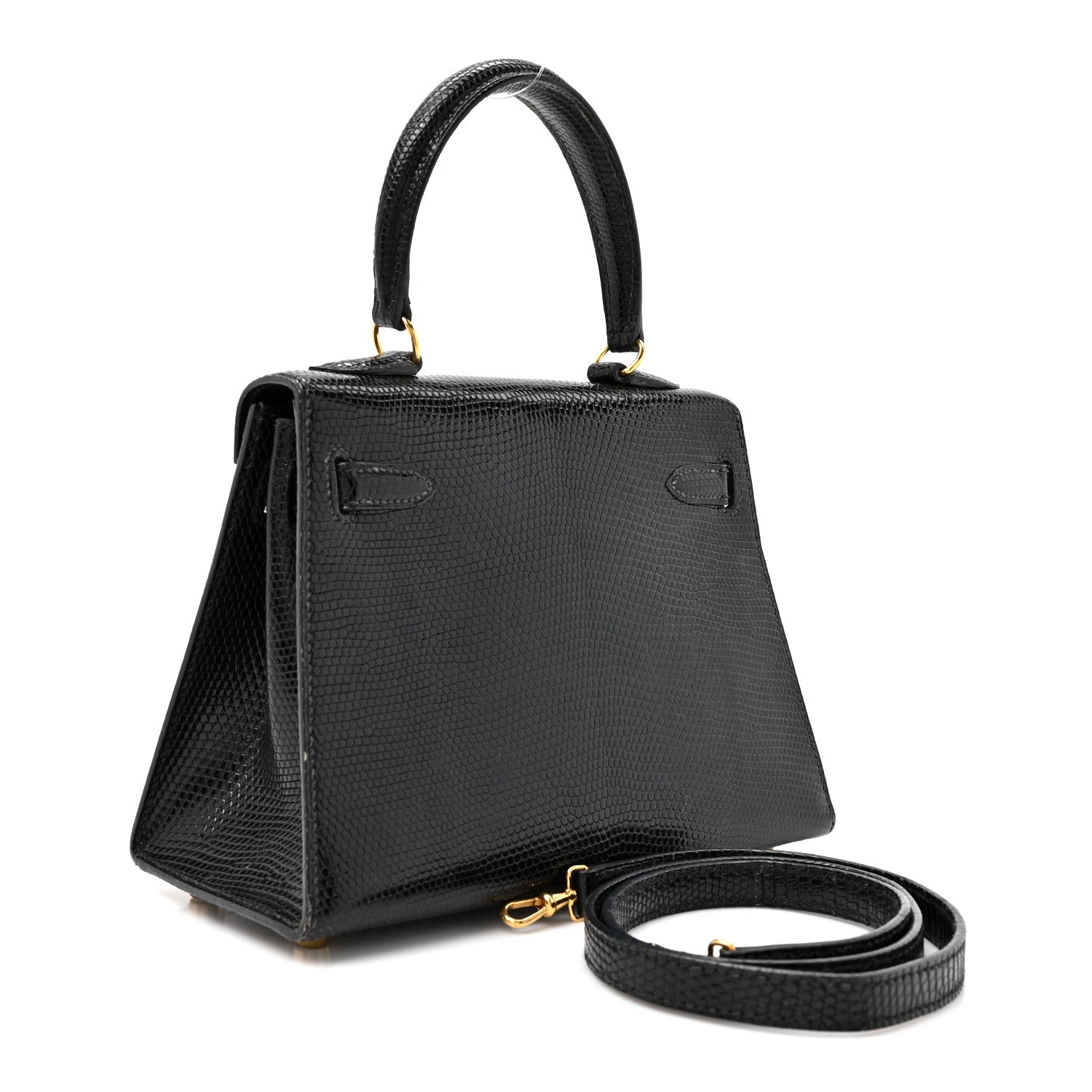 Hermes Lizard Mini Kelly Sellier 20 Noir side view