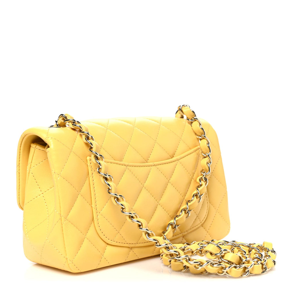 Chanel Lambskin Quilted Mini Rectangular Flap Yellow