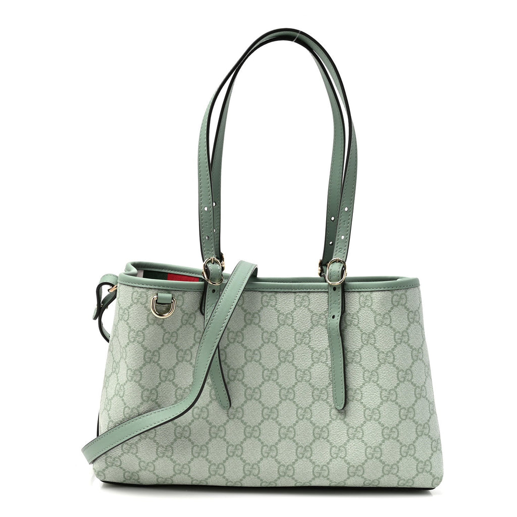 Gucci GG Supreme Monogram Emblem Medium Tote Bag Sage Green