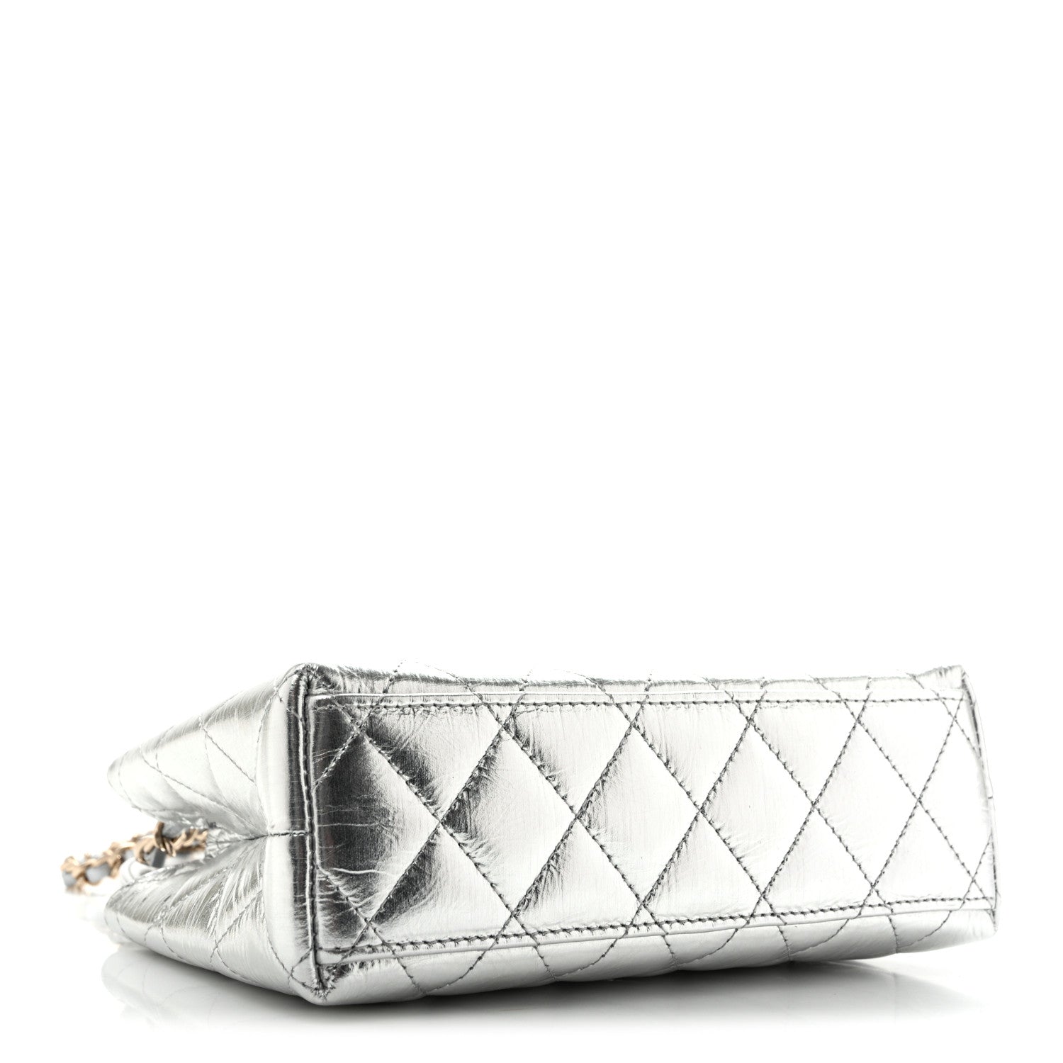 Chanel Metallic Aged Calfskin Quilted Nano Kelly Shopper Silvery