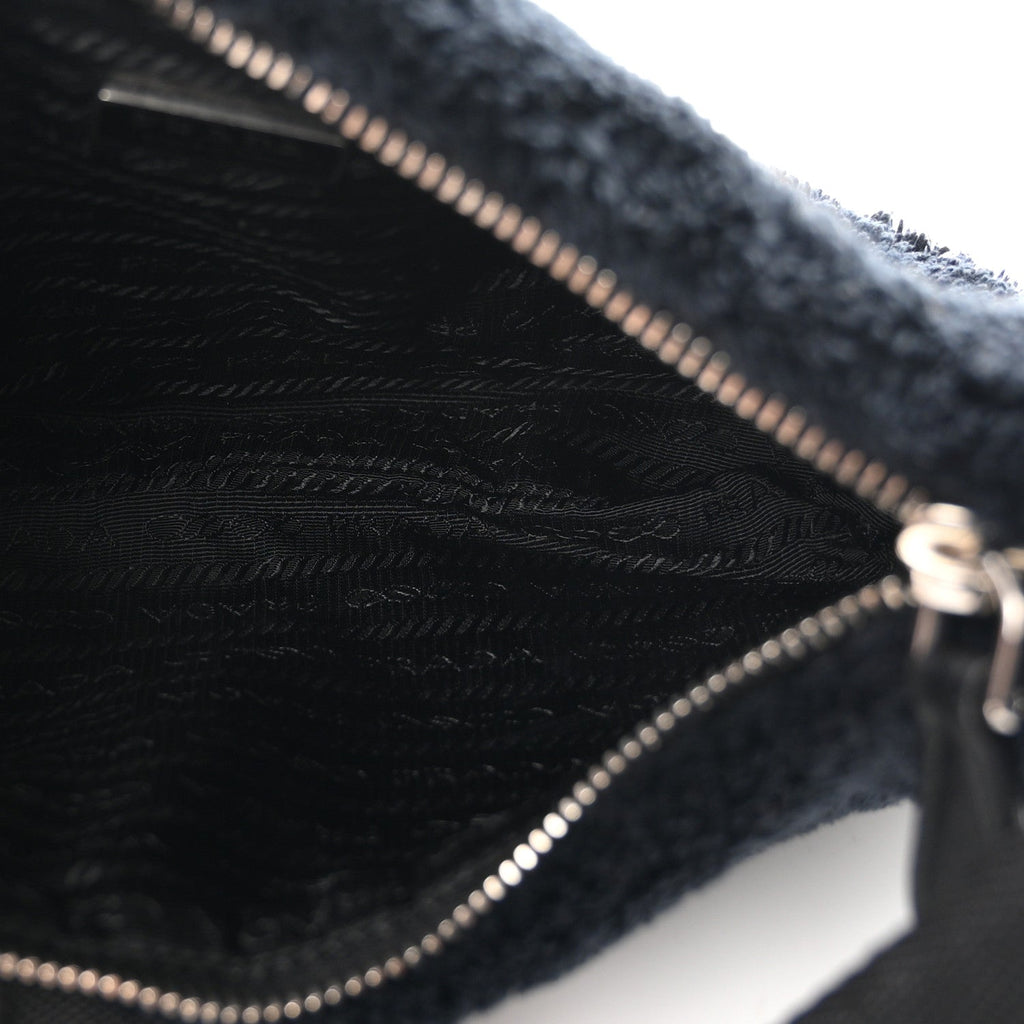 Prada Terry Cloth Mini Re-Edition 2000 Bag Black White Black White