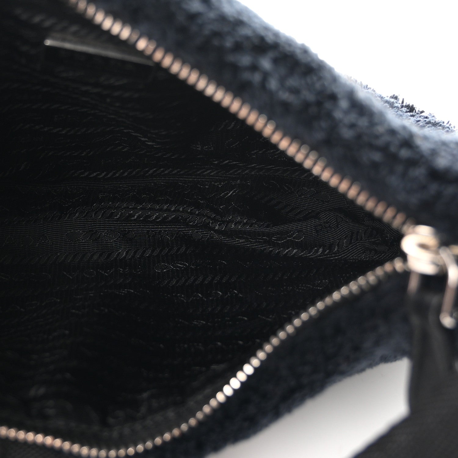 Prada Terry Cloth Mini Re-Edition 2000 Bag Black White Black White
