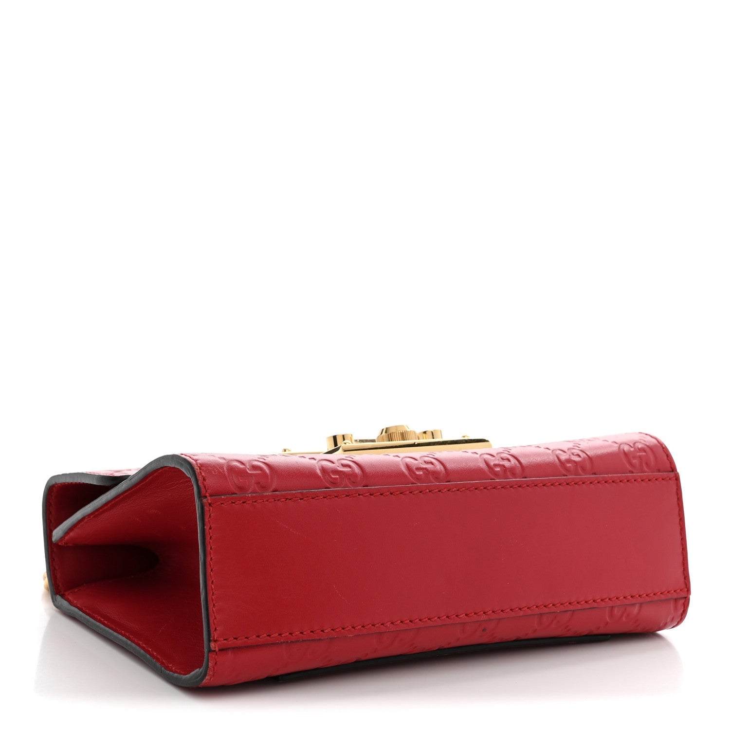 Gucci Guccissima Small Padlock Shoulder Bag Hibiscus Red