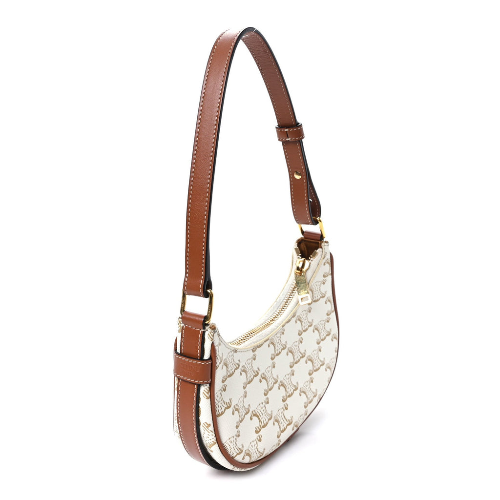 Celine Canvas Calfskin Mini Ava Triomphe Shoulder Bag White