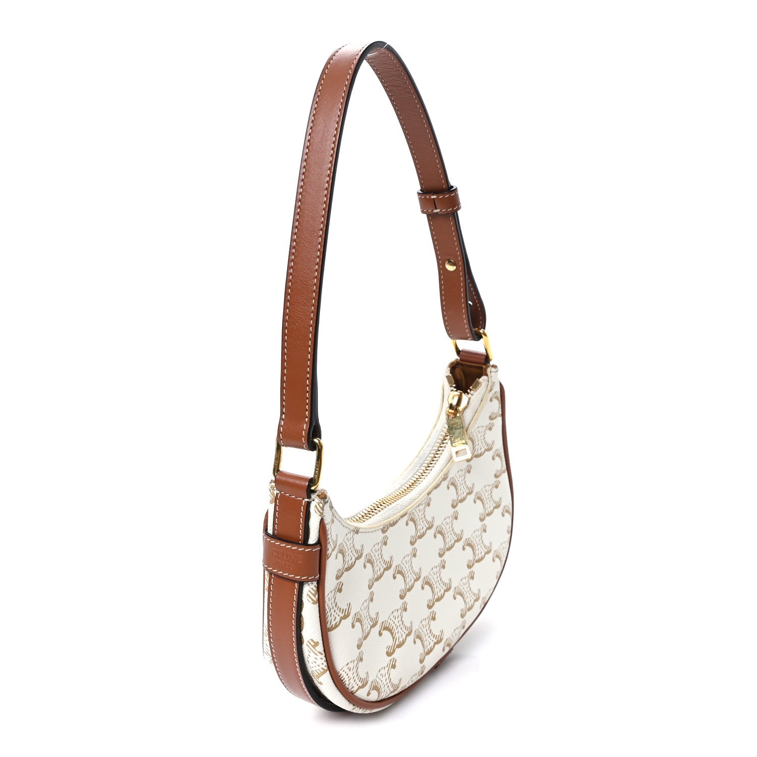 Celine Canvas Calfskin Mini Ava Triomphe Shoulder Bag White