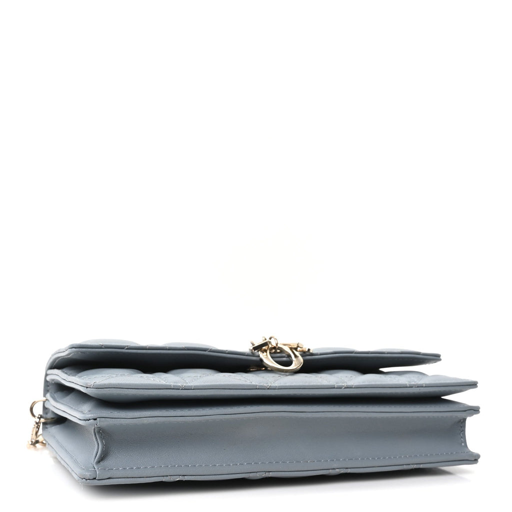 Dior Lambskin Cannage Mini My Dior Top Handle Clutch Cloud Blue