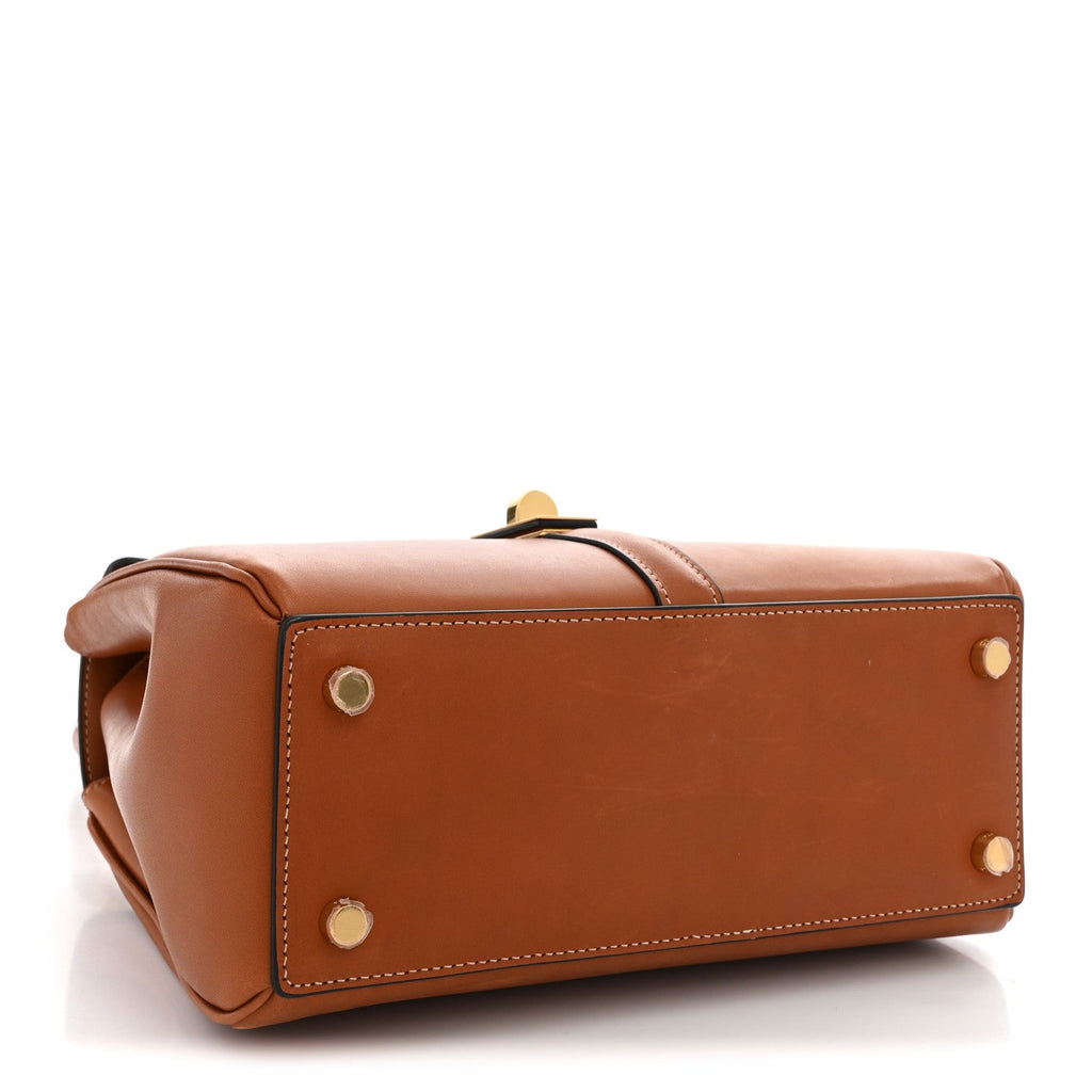 Celine Satinated Calfskin Small 16 Top Handle Bag Tan