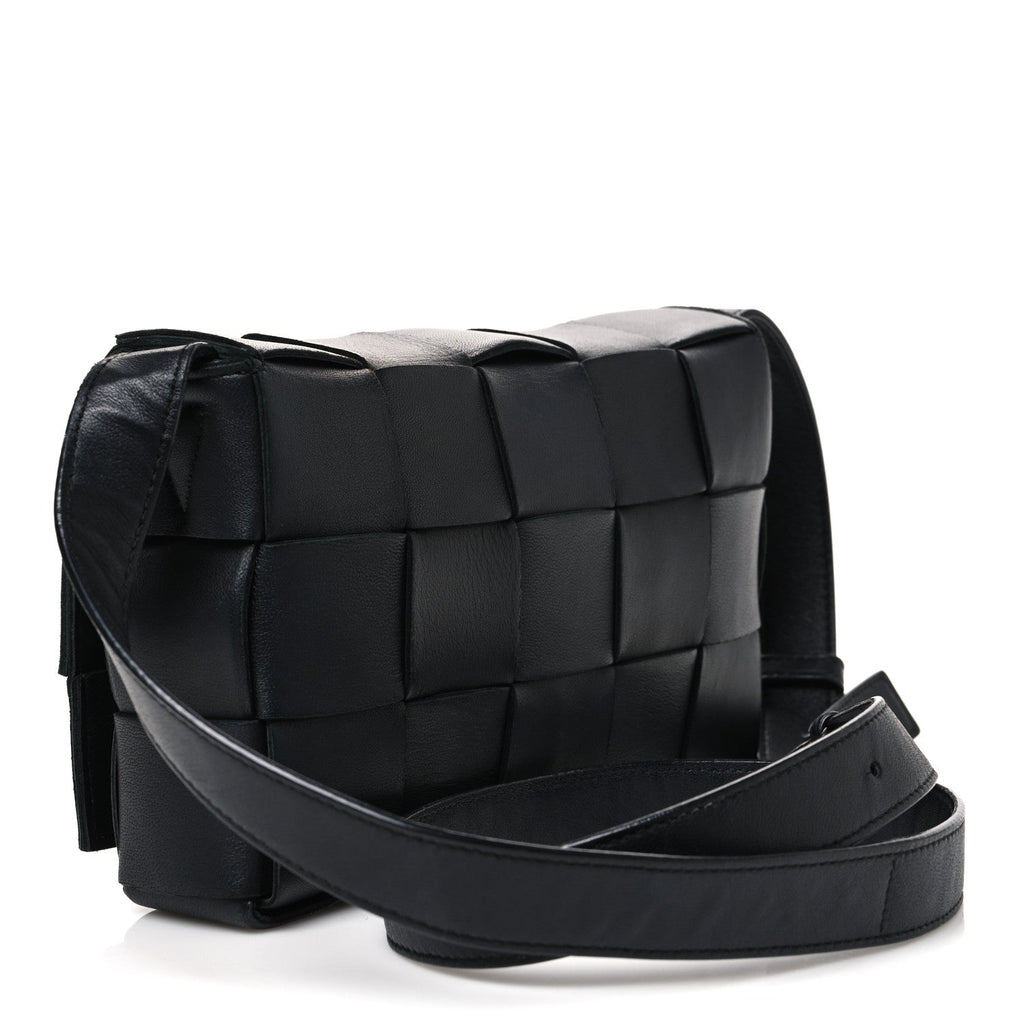 Bottega Veneta Lambskin Maxi Intrecciato Cassette Crossbody Bag Black