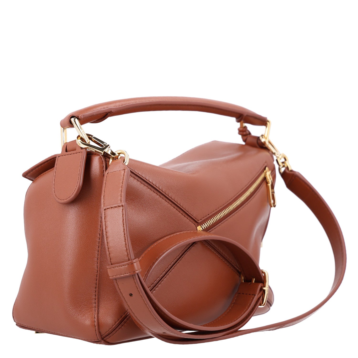 Loewe Nappa Lambskin Small Featherlight Puzzle Bag Pecan