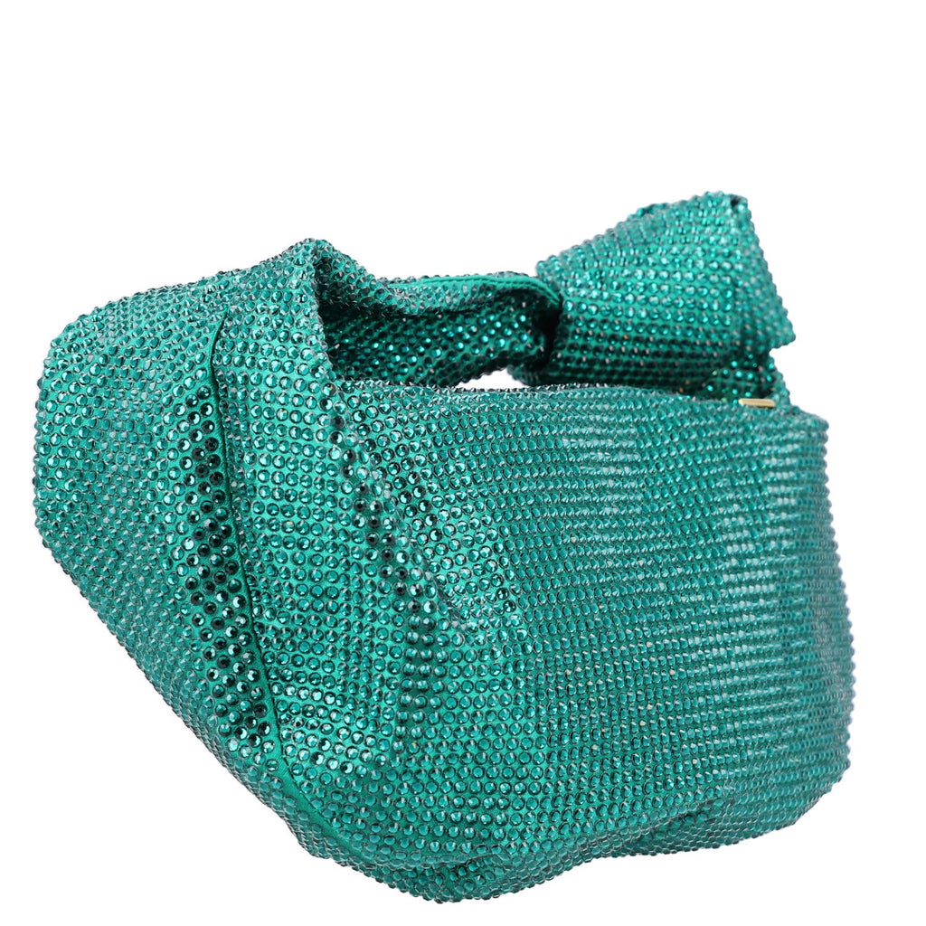 Bottega Veneta Crystal Embellished Satin Mini Hotfix Jodie Emerald