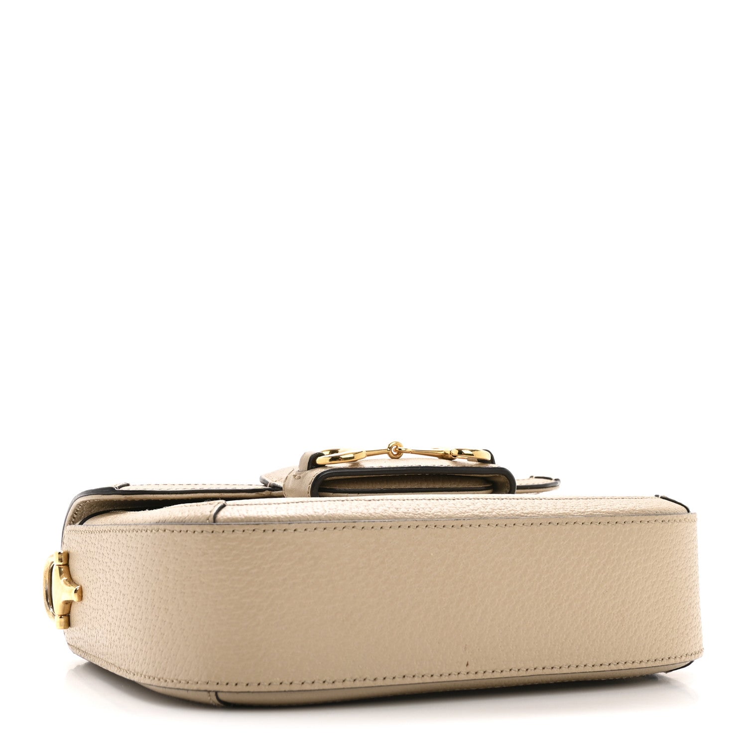 Gucci GG Supreme Monogram Textured Dollar Calfskin Web Mini Horsebit 1955 Shoulder Bag Beige Mystic White Oatmeal