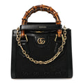 Gucci New Canvas Charisma Calfskin Crystal GG Monogram Mini Diana Tote Black