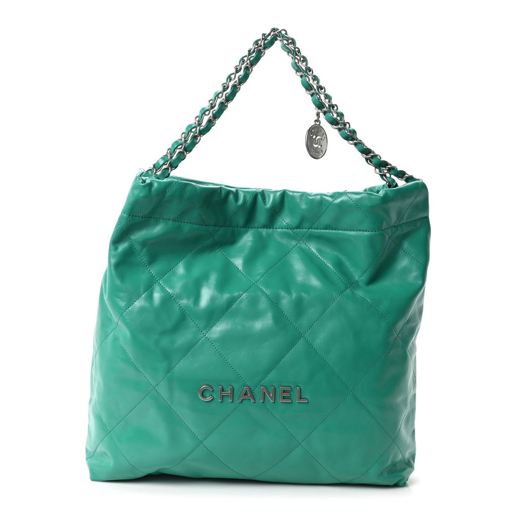 Chanel Shiny Calfskin Quilted Chanel 22 Green