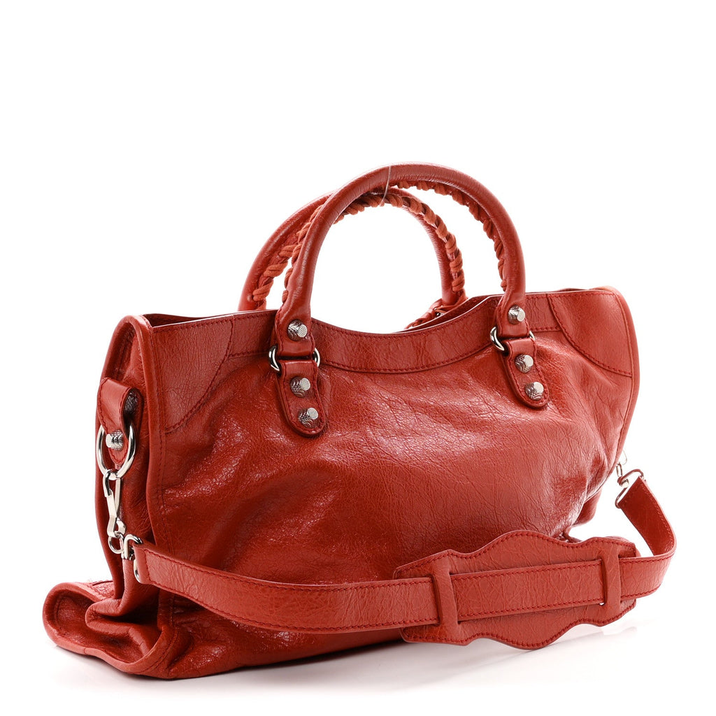 Balenciaga Agneau Giant 12 Silver Hardware City Rouge Ambre