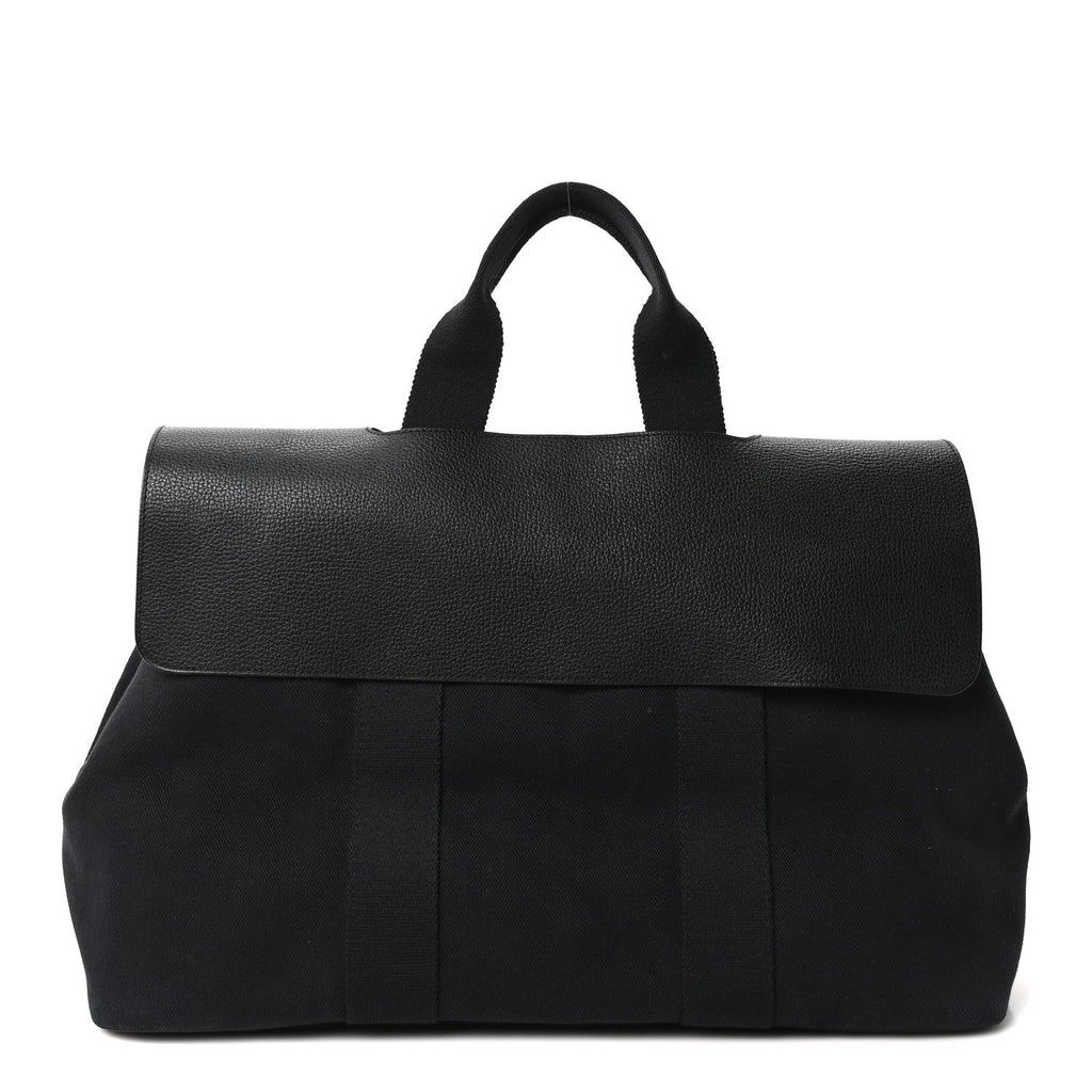 Hermès Chevron Herringbone Toile Vache Liegee Valparaiso Tote MM Black