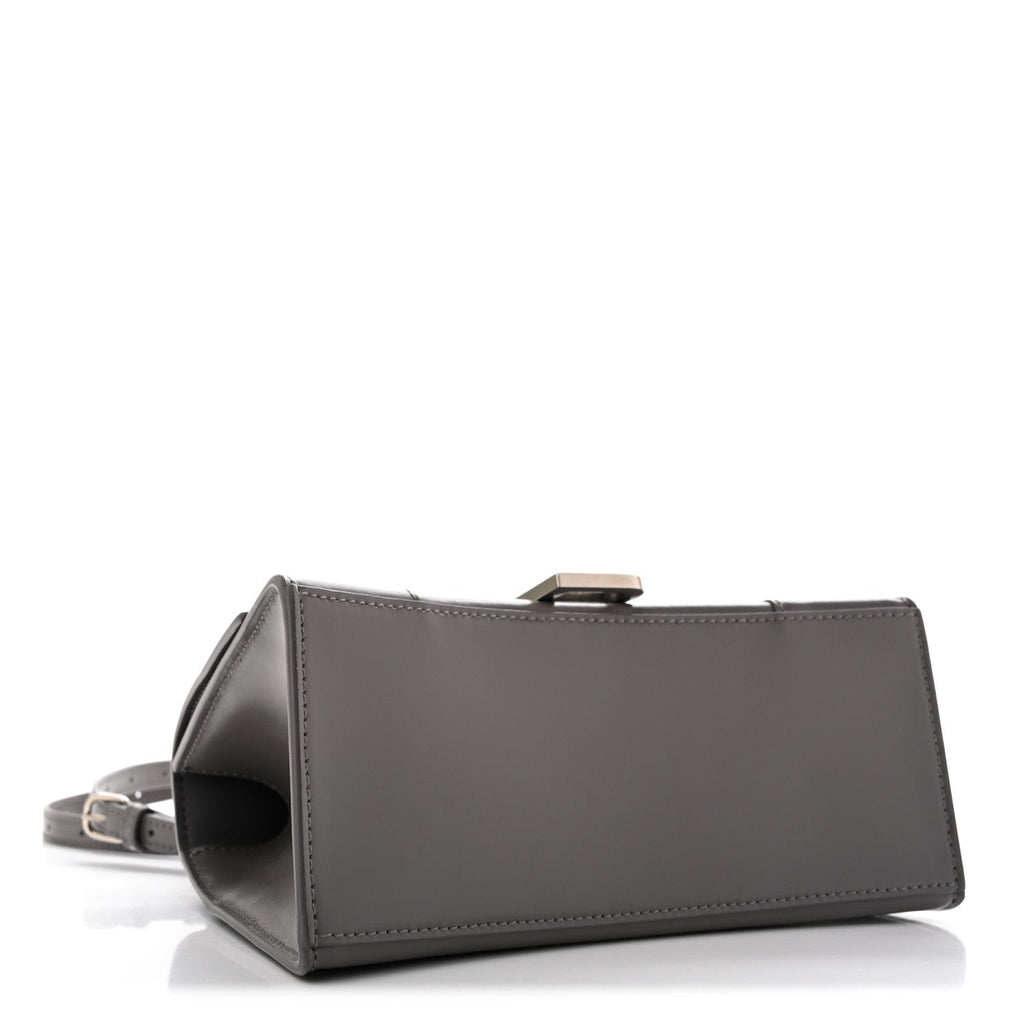 Balenciaga Shiny Box Calfskin Small Hourglass Top Handle Bag Dark Grey