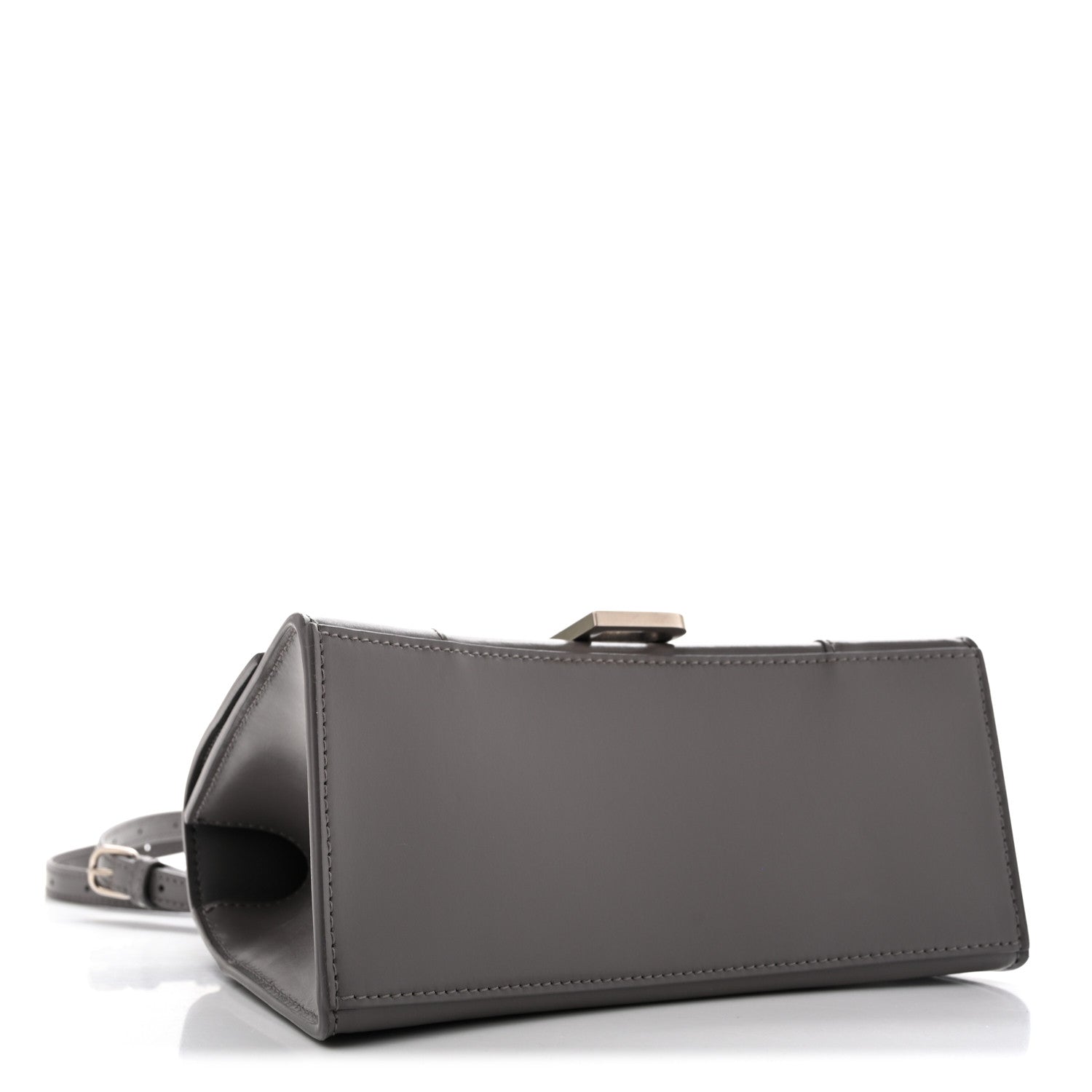 Balenciaga Shiny Box Calfskin Small Hourglass Top Handle Bag Dark Grey