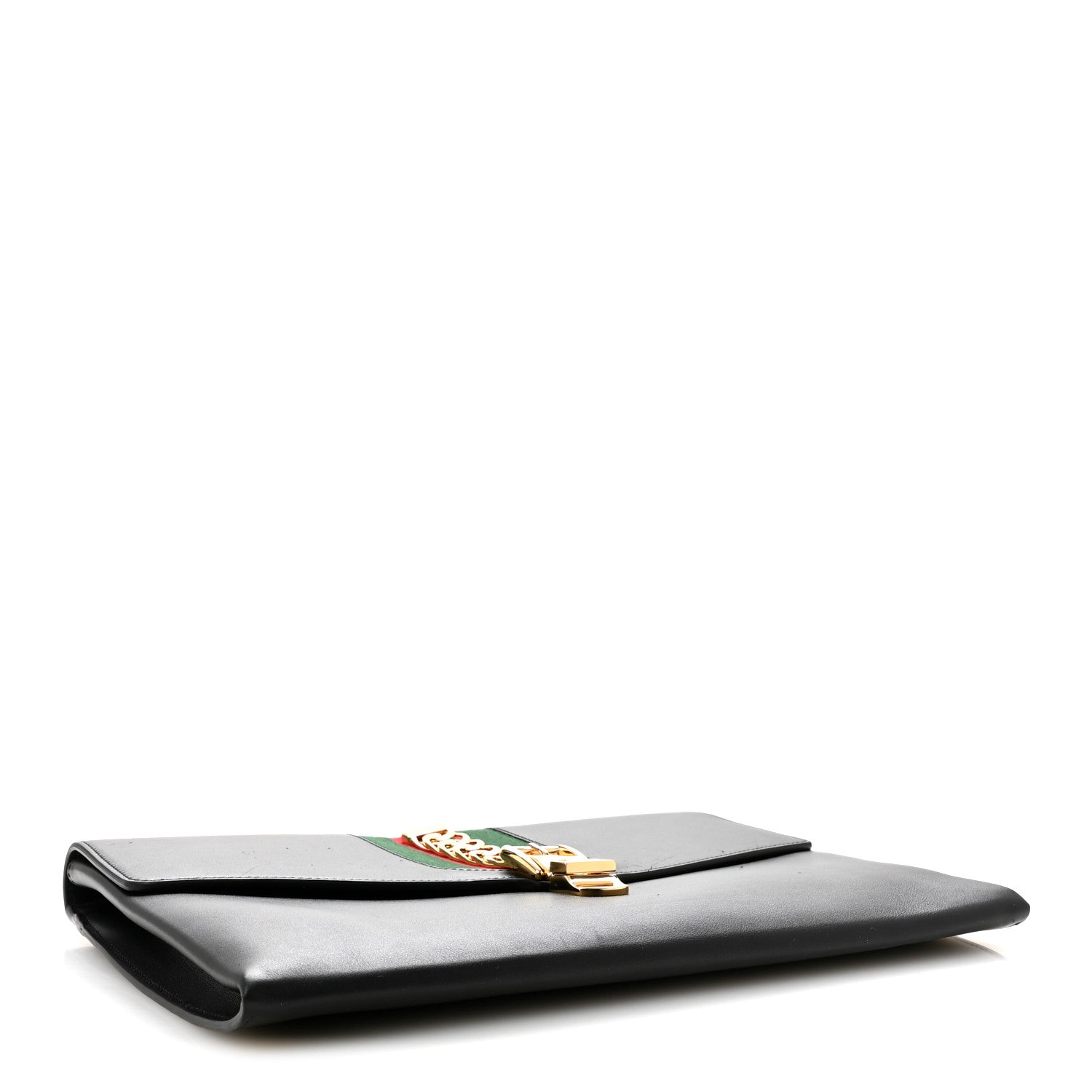 Gucci Calfskin Maxi Sylvie Clutch Black