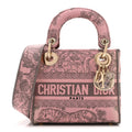 Dior Canvas Toile De Jouy Embroidered Mini Lady D-Lite Gray Pink