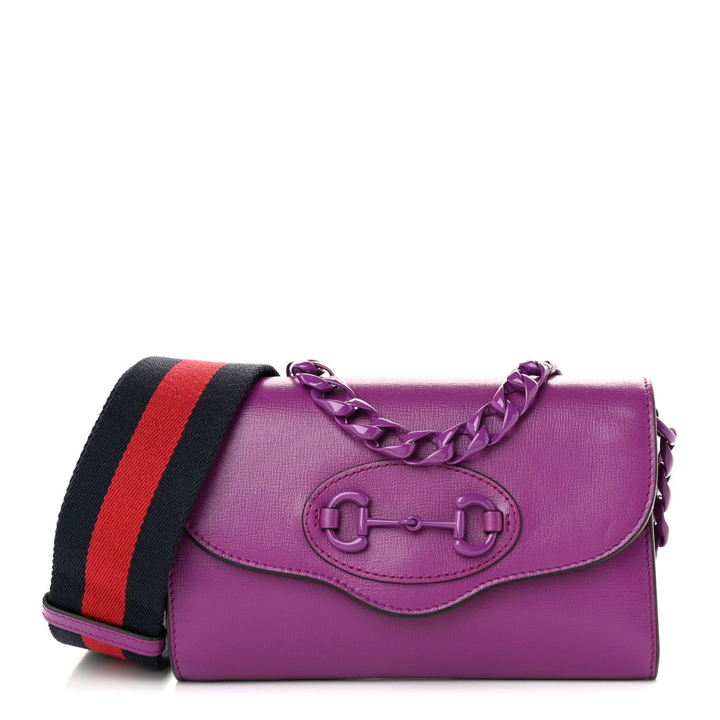 Gucci Azalea Calfskin Web Small Horsebit 1955 Crossbody Bag Spicy Cyclamin
