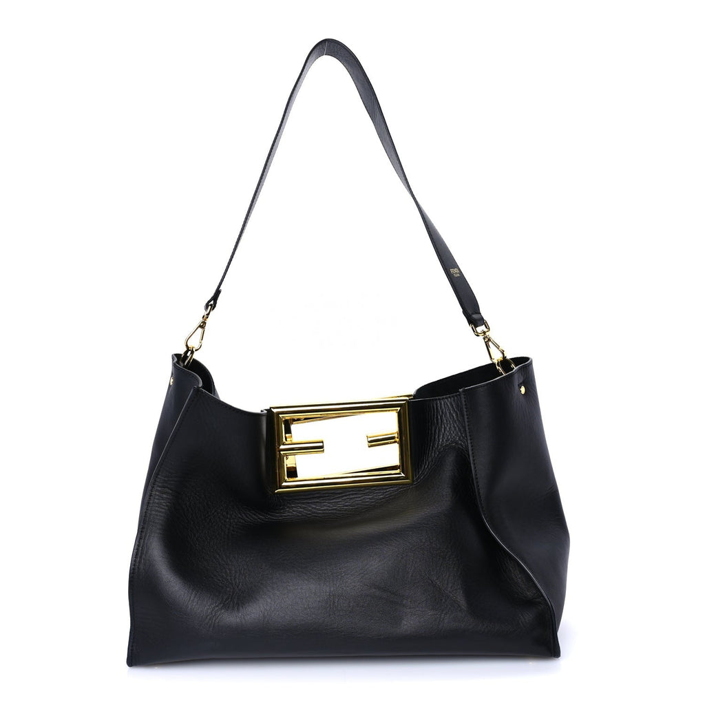 Fendi Vitello King Medium Way Tote Black