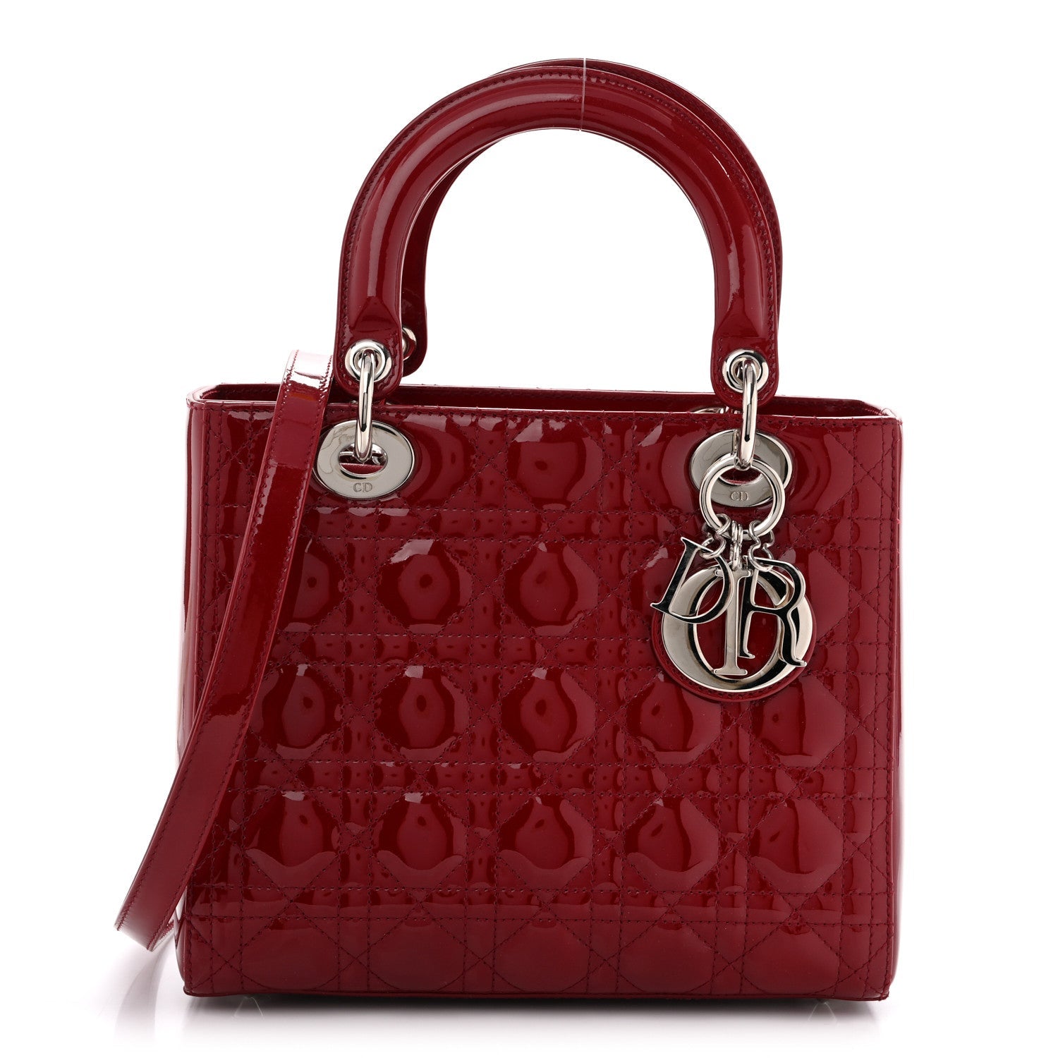 Dior Patent Cannage Medium Lady Dior Red