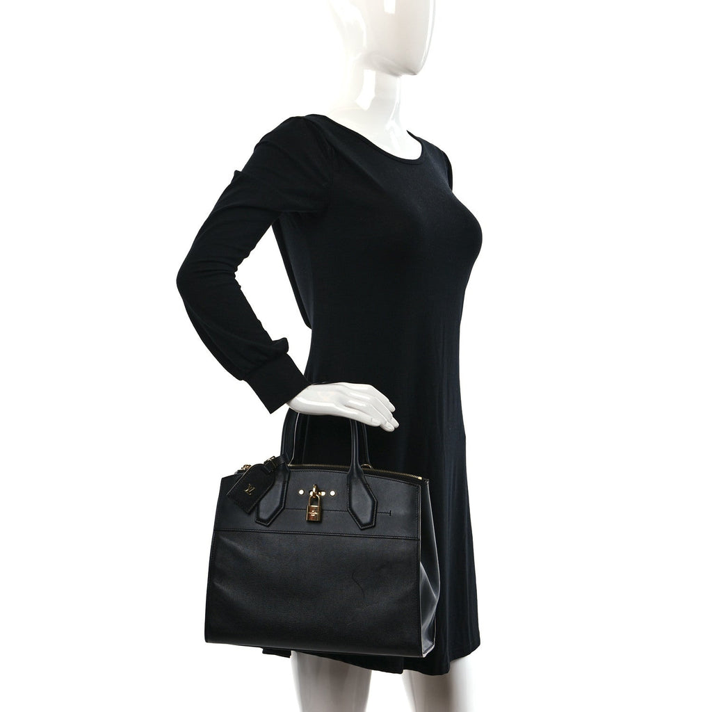 3/4 back view - Louis Vuitton Calfskin City Steamer MM Black